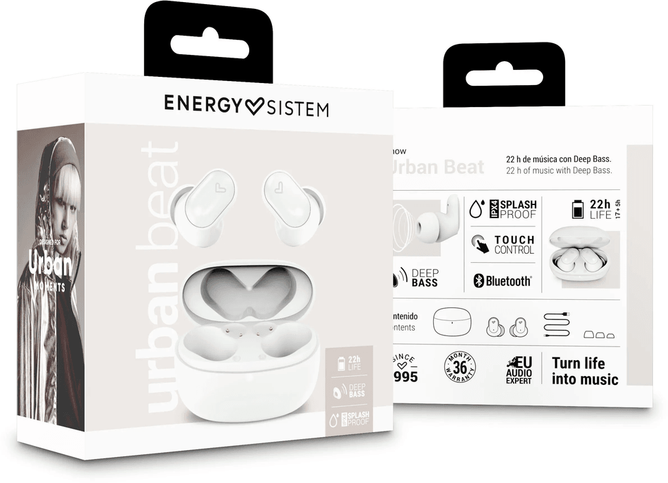 Energy Sistem True Wireless Urban Beat Bluetooth Earbuds Snow (455256) — image 6