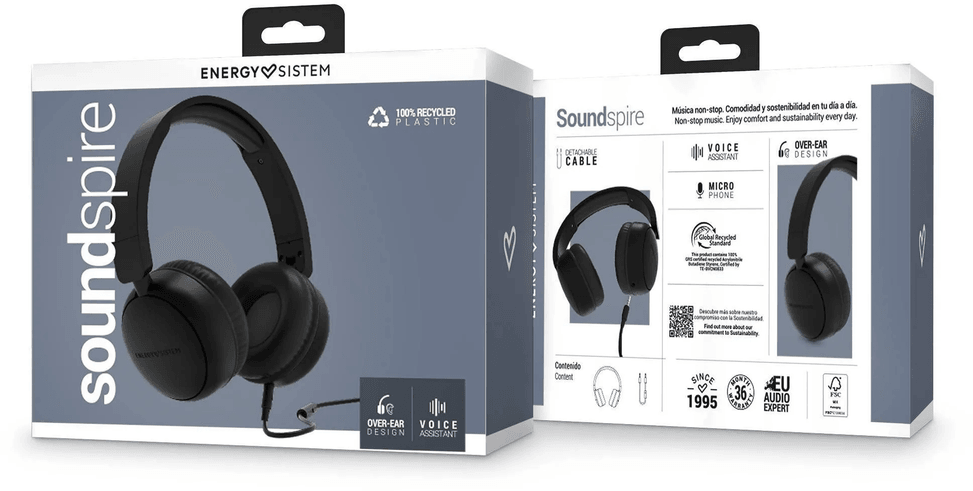 سماعة رأس بميكروفون Energy Sistem Soundspire أسود - Jack 3.5 mm (457601) — صورة 6