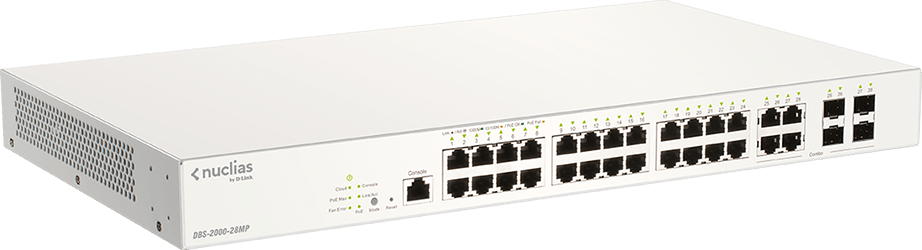 Switch Administrable D-LINK Nuclias Cloud 24 ports PoE + 4-Ports Combo GE/SF (DBS-2000-28MP) — image 2