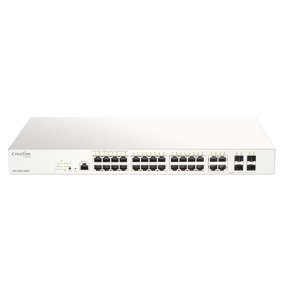Switch Administrable D-LINK Nuclias Cloud 24 ports PoE + 4-Ports Combo GE/SF (DBS-2000-28MP)