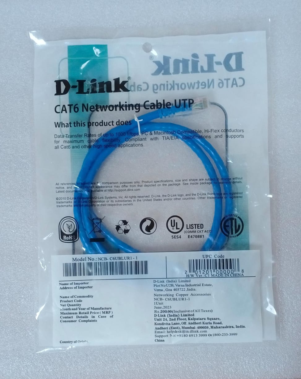 Cordon Patch D-Link Cat6 UTP 24AWG, 1M (NCB-C6UBLUR1-1) — image 2