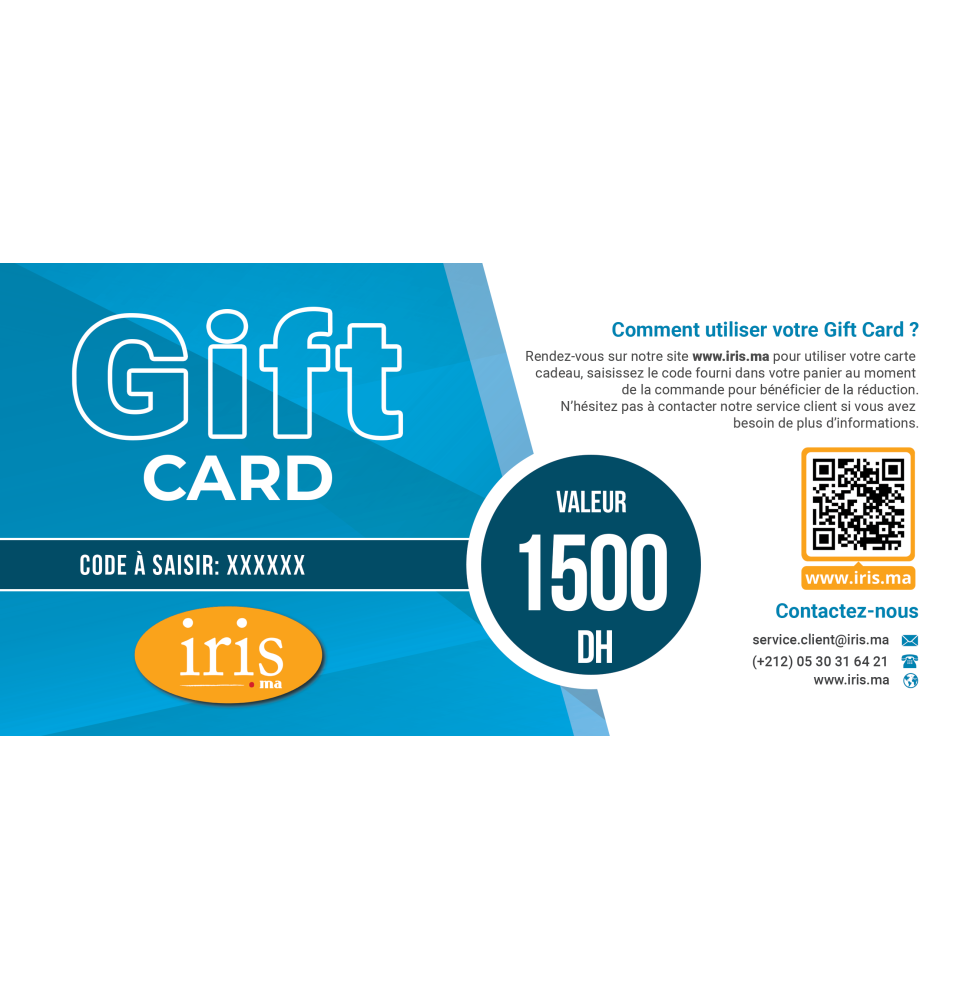 Carte cadeau iris.ma 1500 DH