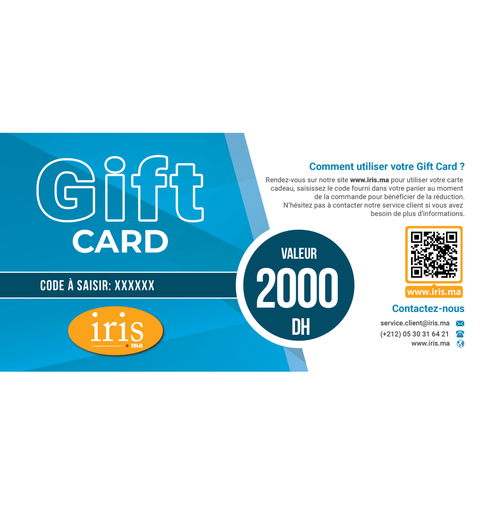 Carte cadeau iris.ma 2000 DH