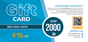 Carte cadeau iris.ma 2000 DH