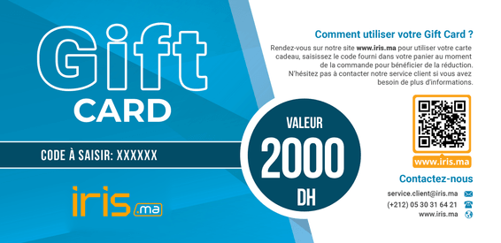 Carte cadeau iris.ma 2000 DH