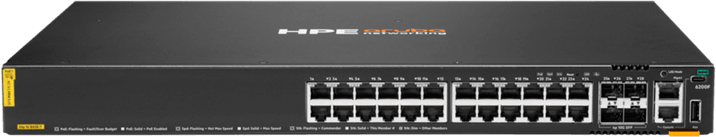 جهاز Switch مُدار HPE Aruba CX 6200F 24 منفذ فئة 4 PoE 4 منافذ SFP 370W (JL725B) — صورة 1