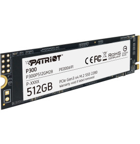 Disque Dur interne SSD Patriot P300 M.2 2280 PCIe Gen3 x4 NVMe 512 Go (P300P512GM28)