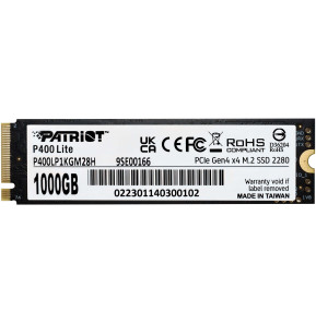 Disque Dur interne SSD Patriot P400 Lite M.2 2280 PCIe Gen4 x4 NVMe 1 To (P400LP1KGM28H)