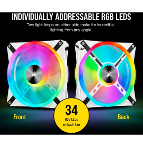 Kit de deux ventilateurs de Boitier Corsair QL140 RGB de 140 mm (CO-9050106-WW)
