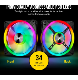 Kit de deux ventilateurs de Boitier Corsair QL140 RGB 140 mm avec Lighting Node CORE (CO-9050100-WW)
