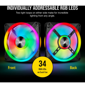 Kit de deux ventilateurs de Boitier Corsair QL140 RGB 140 mm avec Lighting Node CORE (CO-9050100-WW)