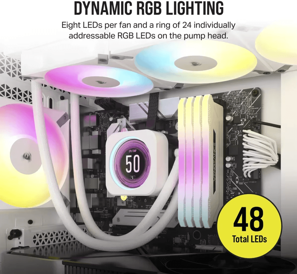 Corsair iCue H150i Elite Liquid CPU Cooler with Display White (CW-9060077-WW) — image 5