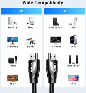 Câble Ugreen HDMI 2.1 Mâle vers Mâle - 5 mètres (80405) — image 4
