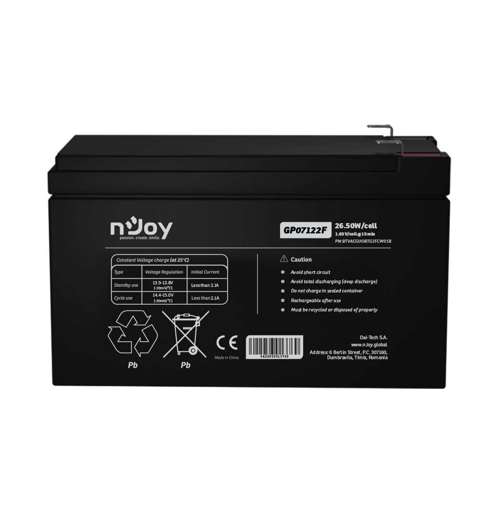Batterie Onduleur nJoy GP07122F (BTVACGUOBTG2FCW)