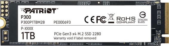 Disque Dur interne SSD Patriot P300 M.2 2280 PCIe Gen3 x4 NVMe 1 To (P300P1TBM28)
