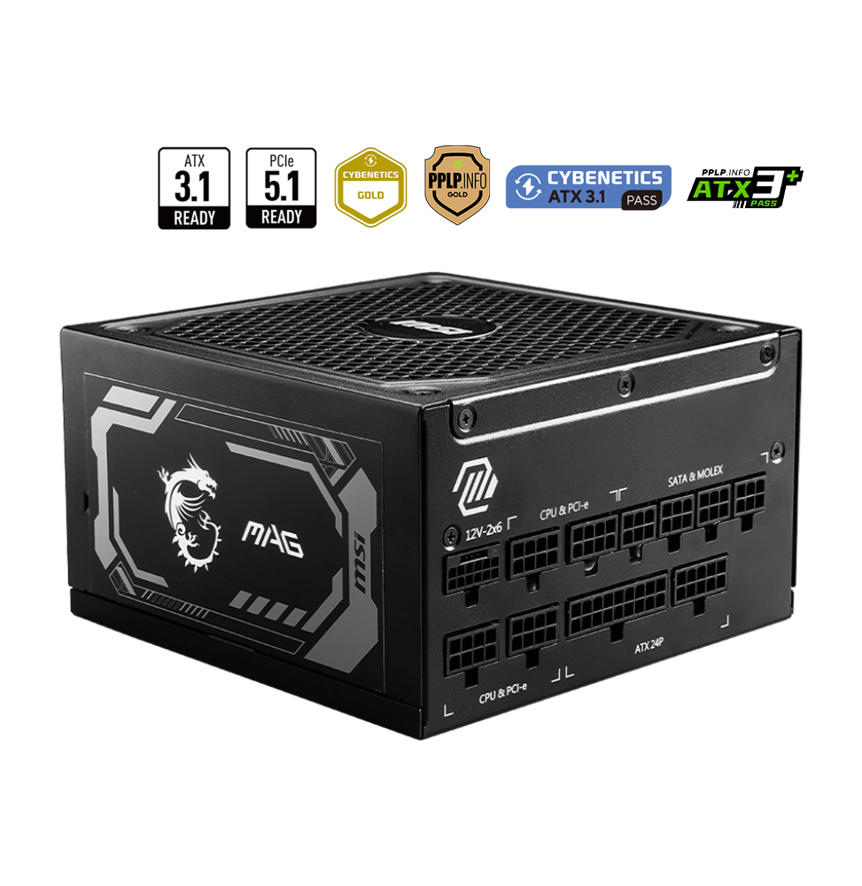 Bloc alimentation MSI MAG A1250GL PCIE5 1250W (306-7ZP9A11-CE0)