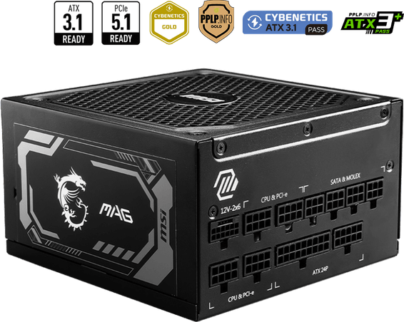 Bloc alimentation MSI MAG A1250GL PCIE5 1250W (306-7ZP9A11-CE0)