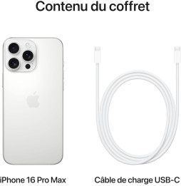 iPhone 16 Pro Max 256 Go | Couleur Titane blanc (MYWW3ZD/A)