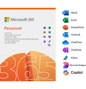 Microsoft 365 Personnel Français - abonnement 12 mois pour 1 personne (PC, Mac, iOS et Android)