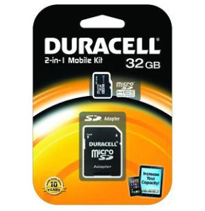 Carte mémoire Classe 4 Duracell flash microSD avec SD Adapter - 4, 8, 16 et 32 GB