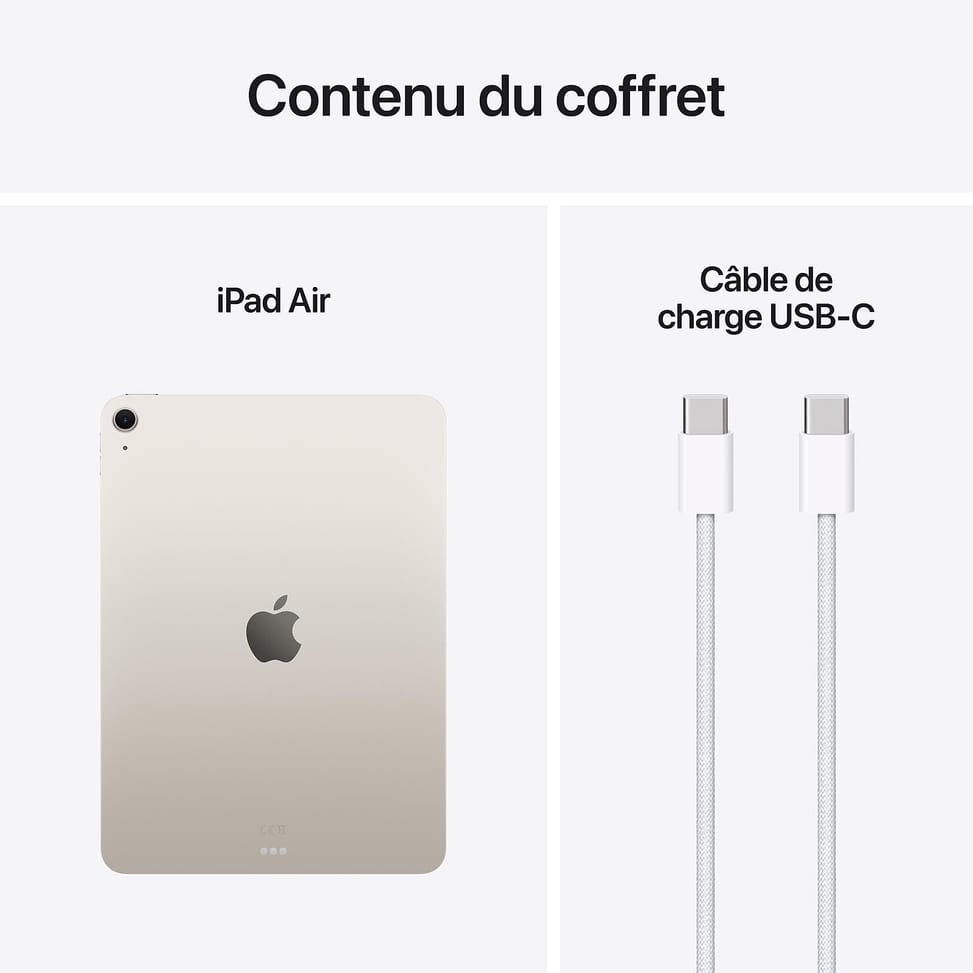 Tablette Apple iPad Air M3 11 pouces (2025) Wi-Fi 128 Go Lumière Stellaire — image 5