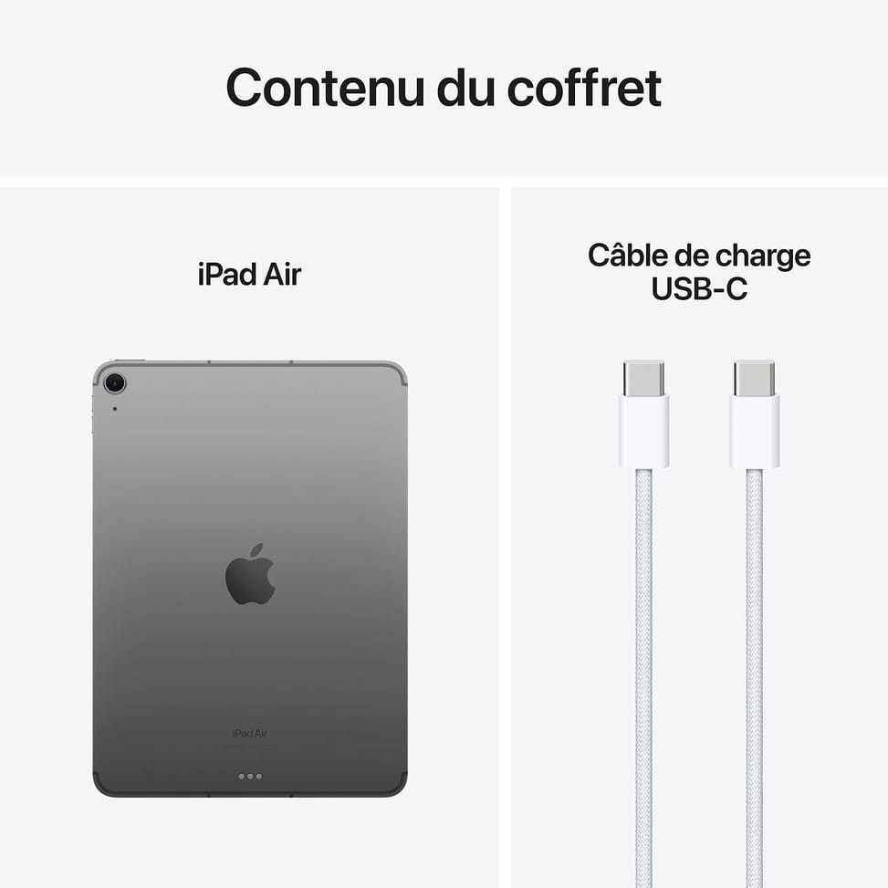 Tablette Apple iPad Air M2 11 pouces (2024) Wi-Fi + Cellular 256 Go Gris Sidéral — image 4