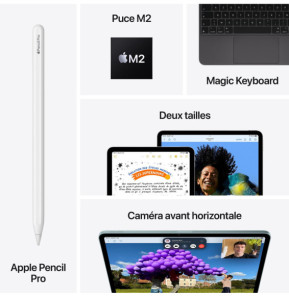 Tablette Apple iPad Air M2 11 pouces (2024) Wi-Fi 128 Go Gris Sidéral
