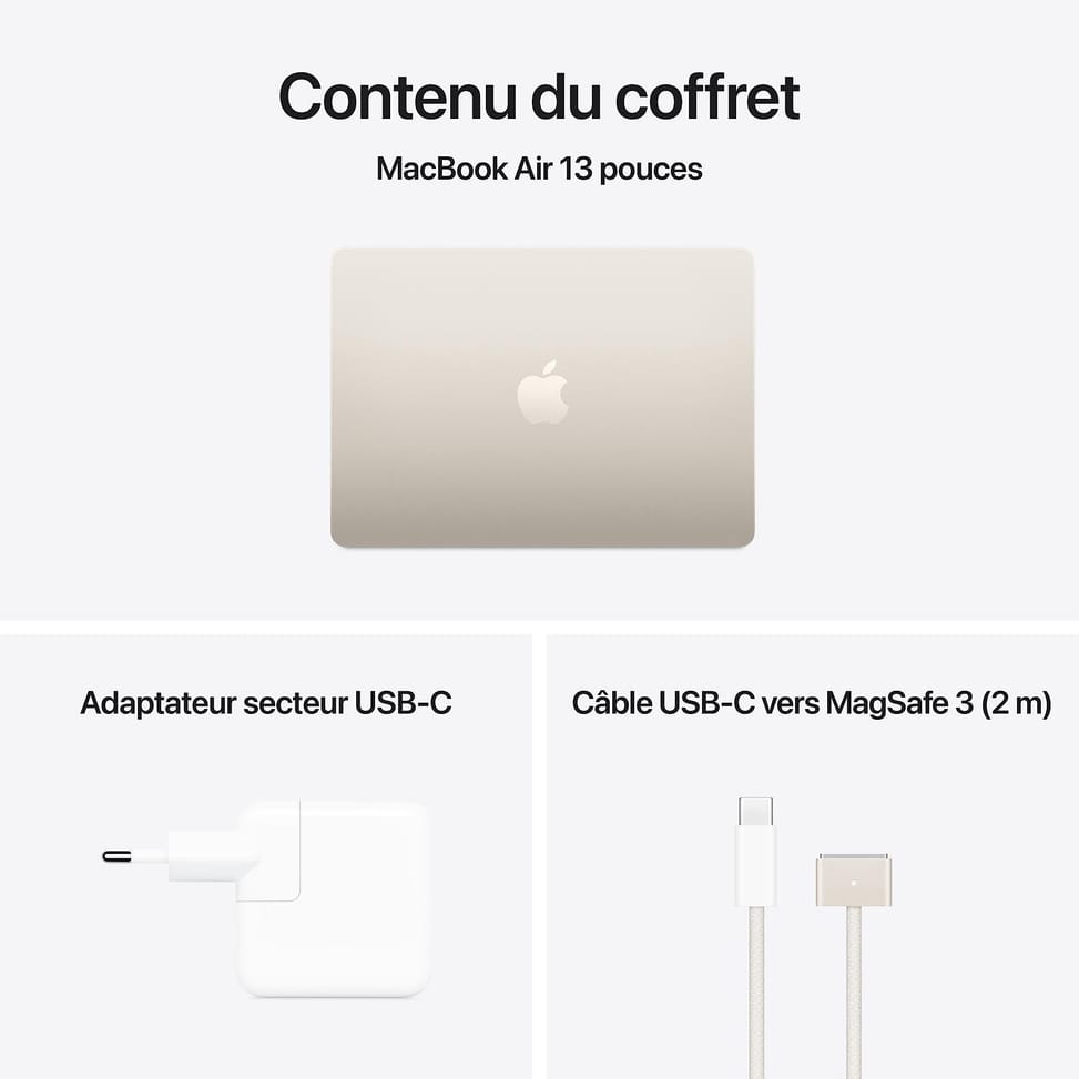 Apple MacBook Air M4 13 pouces (2025) Lumière stellaire 16Go/1To (MW103FN/A-1TB) — image 5