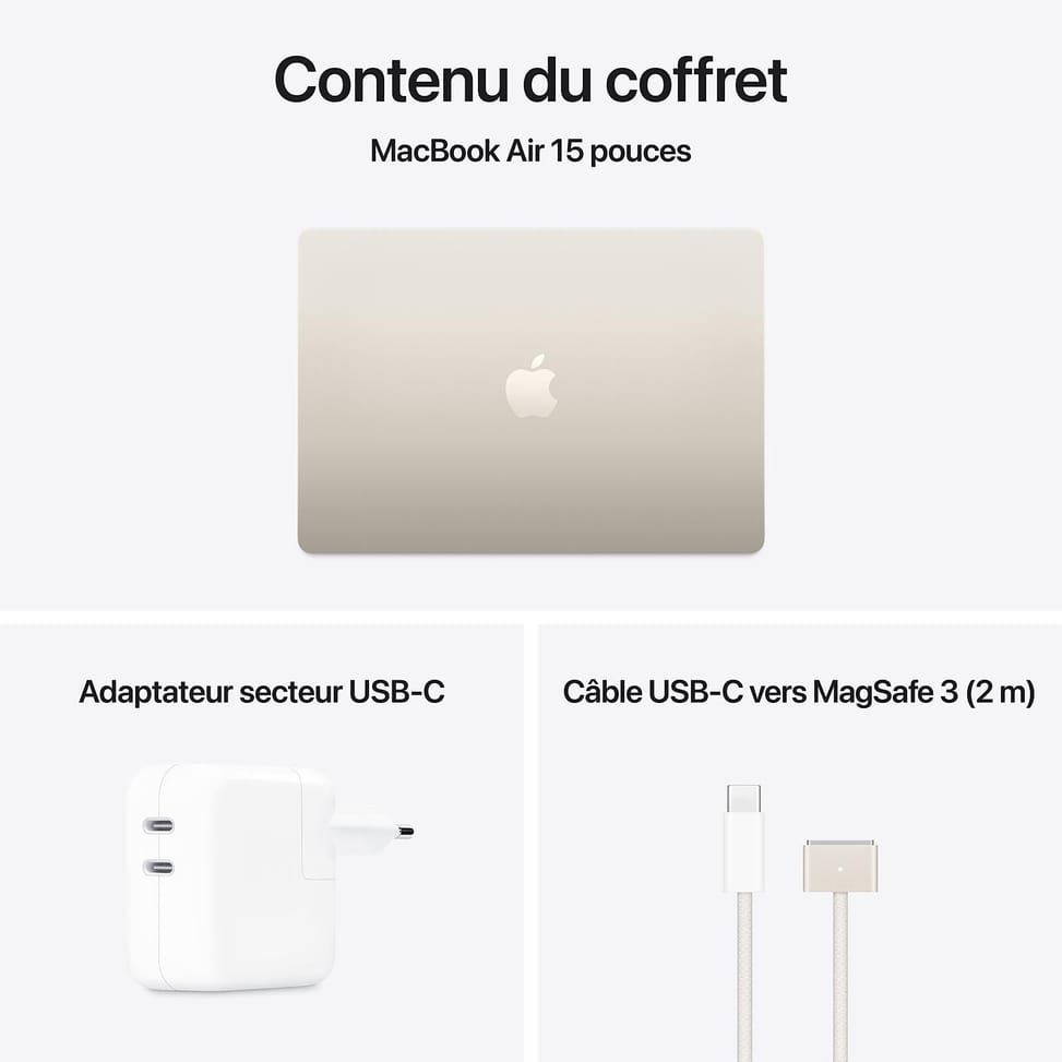 Apple MacBook Air M4 15 pouces (2025) Lumière stellaire 24Go/512 Go (MC6K4FN/A) — image 5