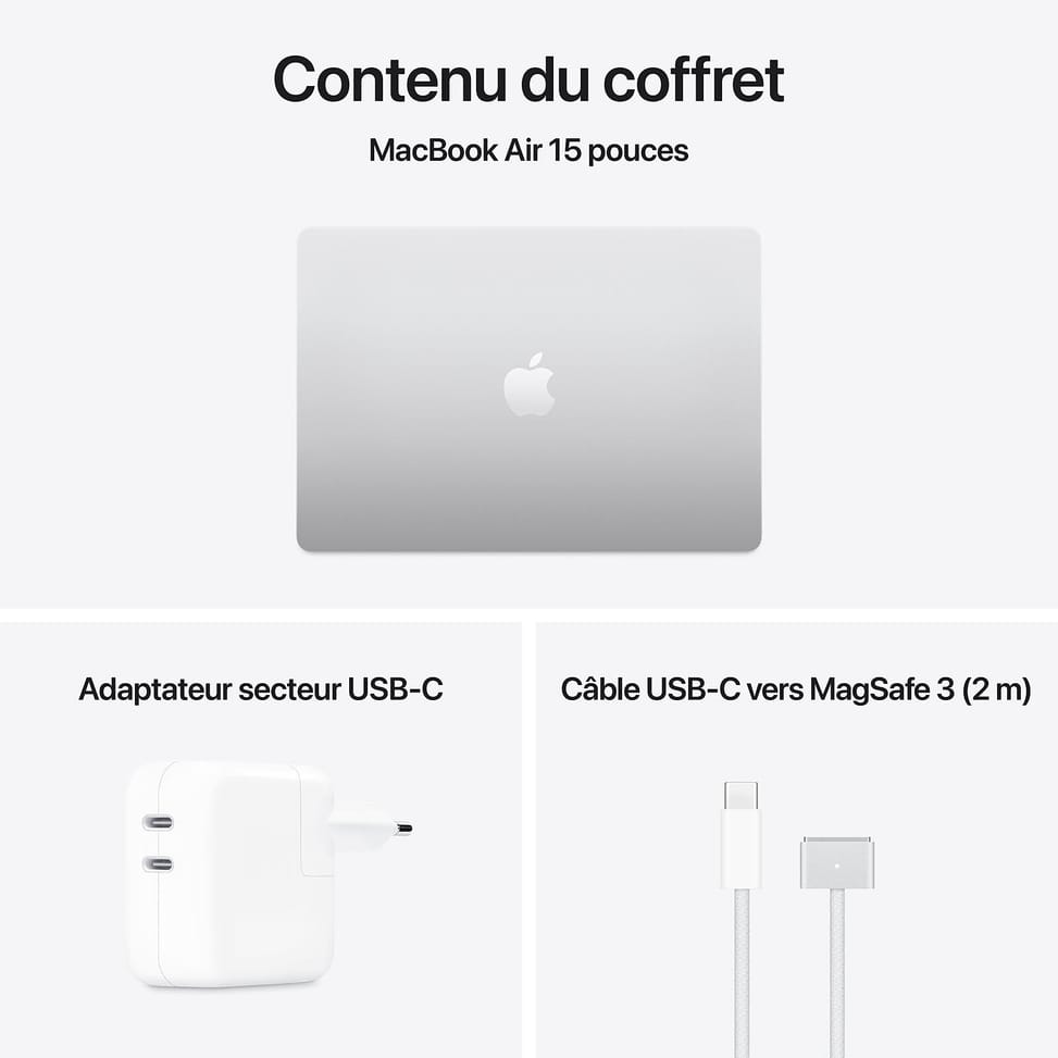 Apple MacBook Air M4 15 pouces (2025) Argent 16Go/256 Go (MW1G3FN/A) — image 5