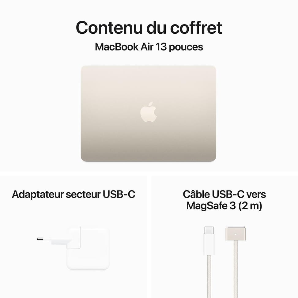 Apple MacBook Air M3 13 pouces (2024) Lumière stellaire 16 Go/256 Go (MC8J4FN/A) — image 5