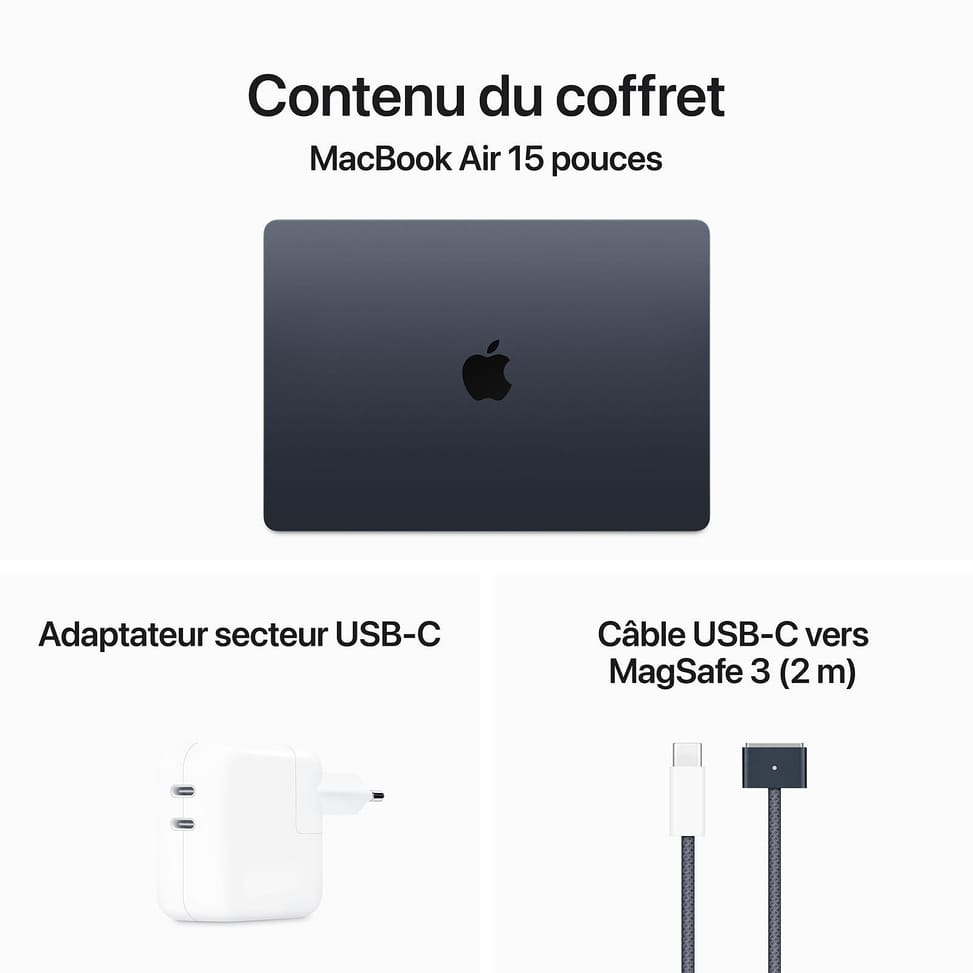 Apple MacBook Air M3 15 pouces (2024) Minuit 8Go/512 Go (MRYV3FN/A) — image 5