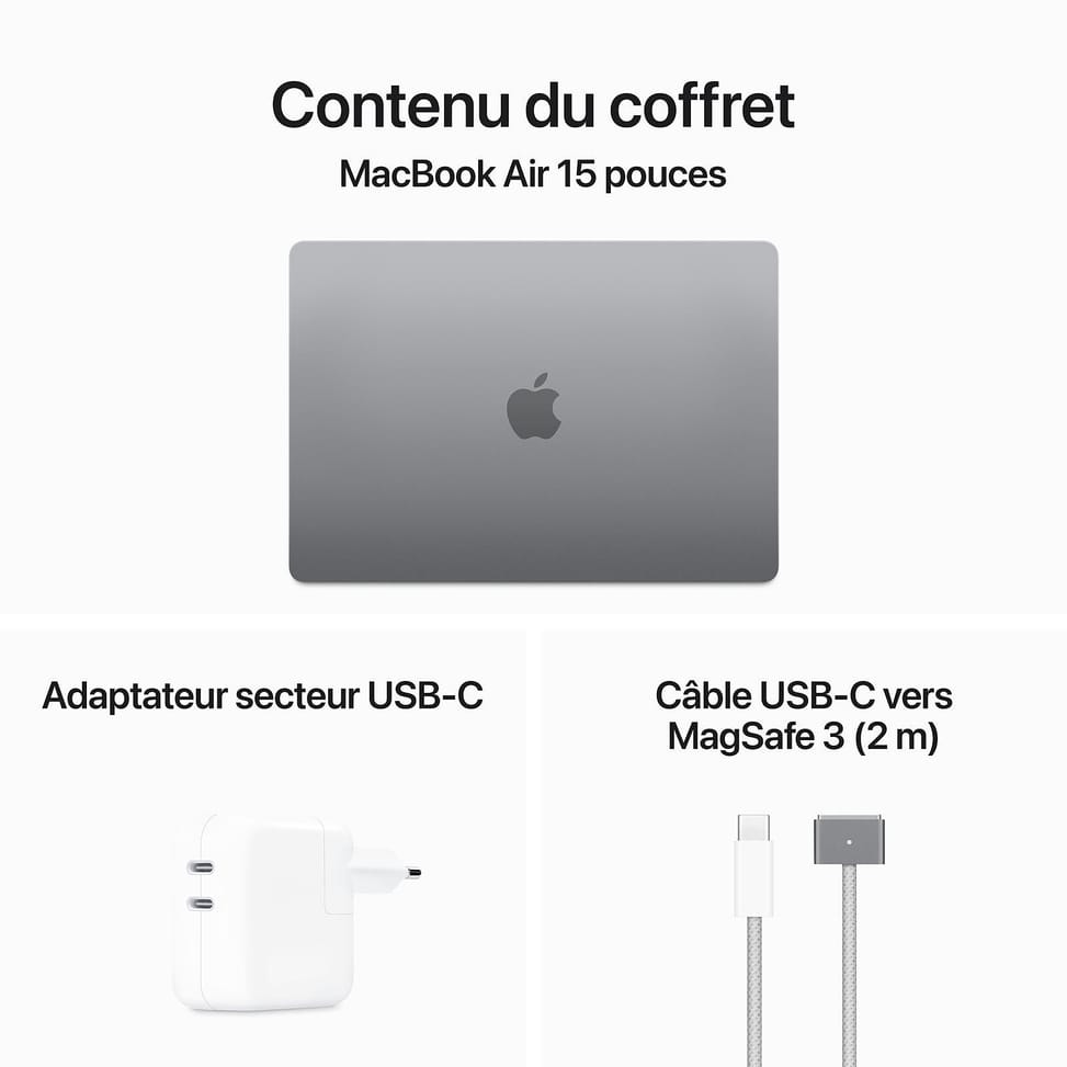 Apple MacBook Air M3 15 pouces (2024) Gris sidéral 8Go/256 Go (MRYM3FN/A) — image 5