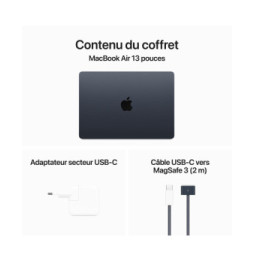 Apple MacBook Air M3 13 pouces (2024) Minuit 16Go/512 Go (MXCV3FN/A)
