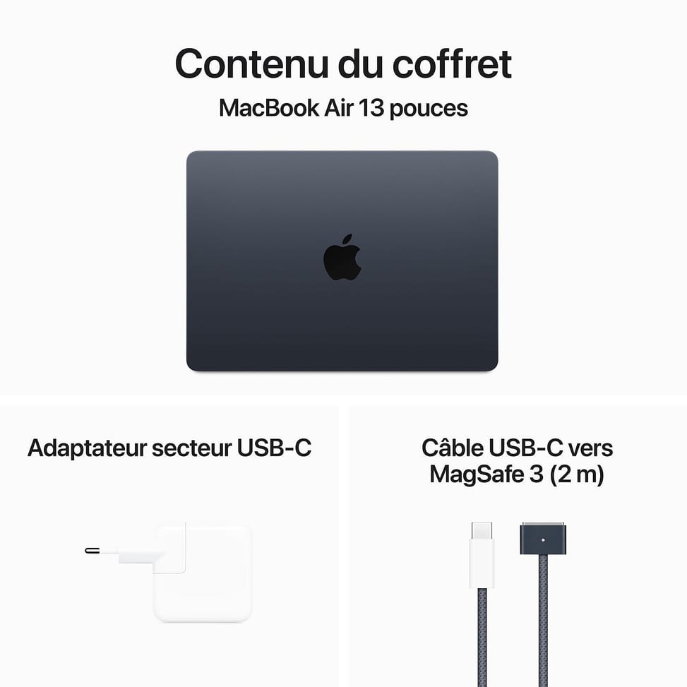 Apple MacBook Air M3 13 pouces (2024) Minuit 8Go/512 Go (MRXW3FN/A) — image 5