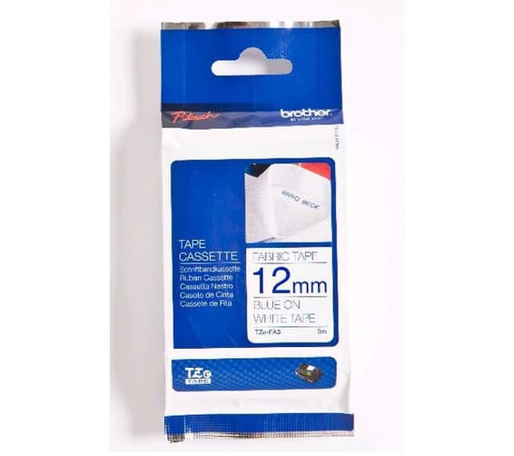 Ruban Brother d'étiquette tissu Bleu/Blanc  12 mm 