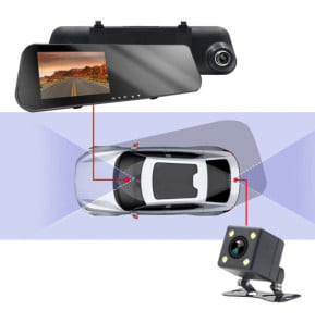 Avizar Dashcam Rétroviseur Écran Intégré Caméra Avant Caméra de Recul Full HD 1080p