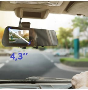 Avizar Dashcam Rétroviseur Écran Intégré Caméra Avant Caméra de Recul Full HD 1080p