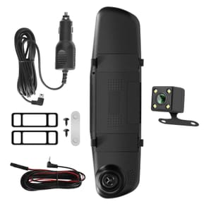 Avizar Dashcam Rétroviseur Avant Arrière HD 1080P Écran 4 pouces Micro Bouton Noir — image 2