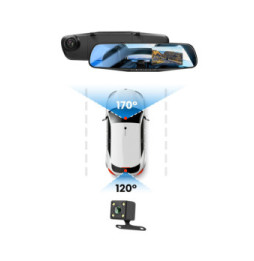 Avizar Dashcam Rétroviseur Avant Arrière HD 1080P Écran 4 pouces Micro Bouton Noir
