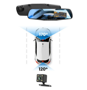 Avizar Dashcam Rétroviseur Avant Arrière HD 1080P Écran 4 pouces Micro Bouton Noir