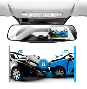 Avizar Dashcam Rétroviseur Avant Arrière HD 1080P Écran 4 pouces Micro Bouton Noir