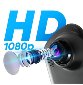 Avizar Dashcam Rétroviseur Avant Arrière HD 1080P Écran 4 pouces Micro Bouton Noir