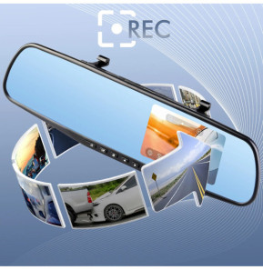 Avizar Dashcam Voiture Rétroviseur Miroir DVR-01 Capteur G Écran TFT 5 Noir