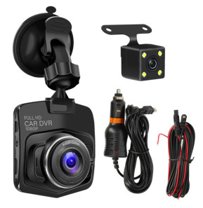 Avizar Dashcam Voiture Fixation Ventouse DVR-05 avec Caméra de recul Noir