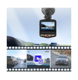 Avizar Dashcam Voiture Fixation Ventouse DVR-05 avec Caméra de recul Noir