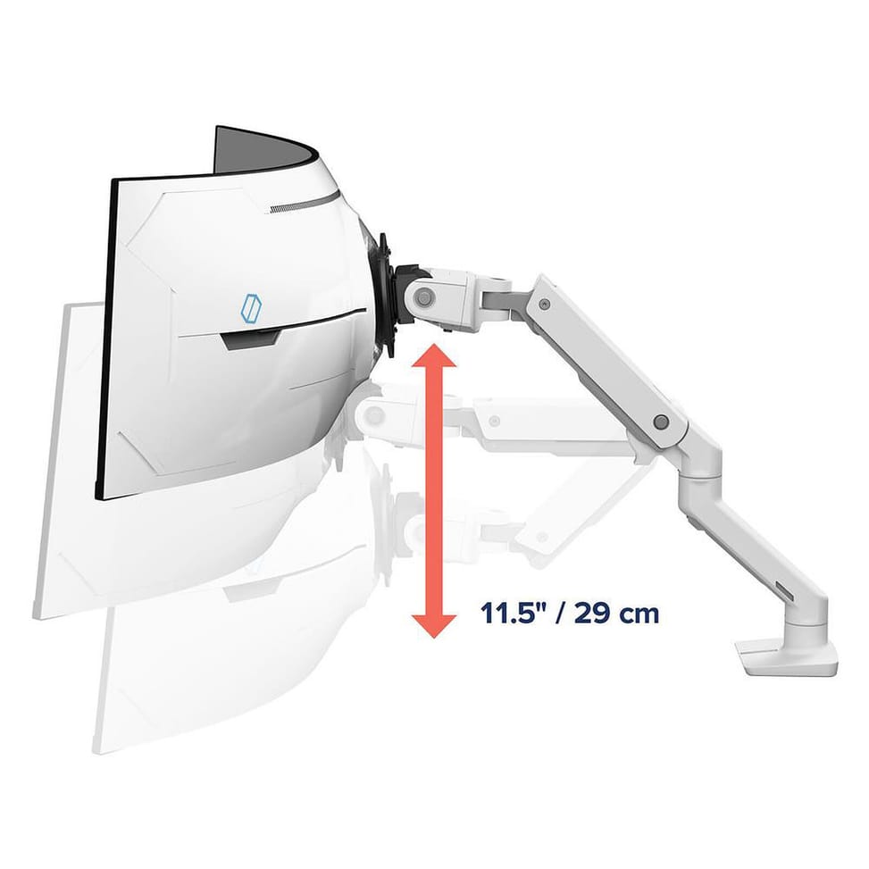 Ergotron Bras de bureau HX avec pivot VHD pour écrans ultra-larges très incurvés - Blanc — image 3