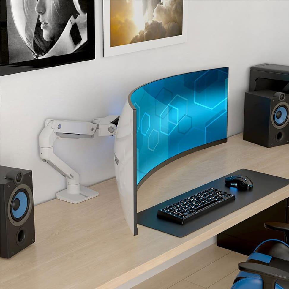 Ergotron Bras de bureau HX avec pivot VHD pour écrans ultra-larges très incurvés - Blanc — image 5