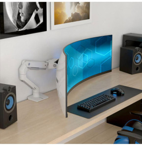 Ergotron Bras de bureau HX avec pivot VHD pour écrans ultra-larges très incurvés - Blanc