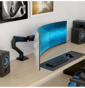 Ergotron Bras de bureau HX avec pivot VHD pour écrans ultra-larges très incurvés - Noir
